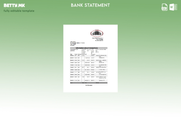 модерен стил, шаблон ексел за извод од банка на Албанија Банка на Албанија